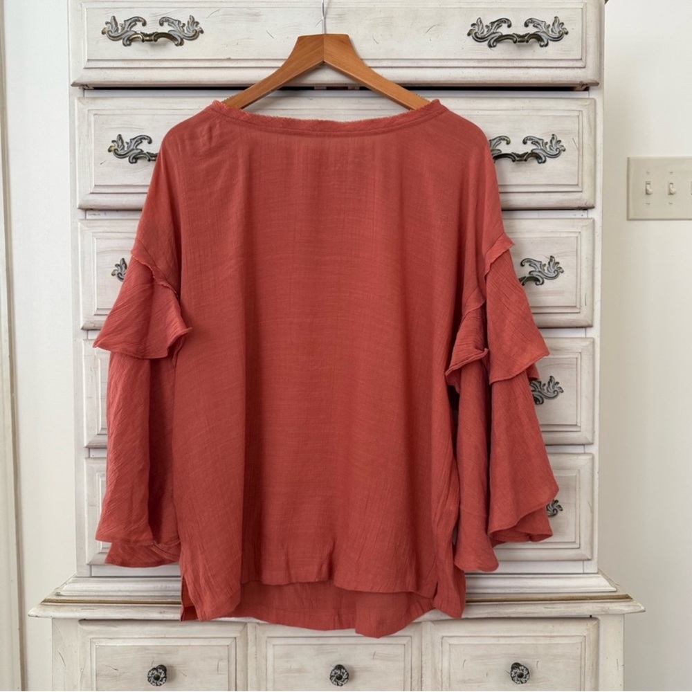 Vici Bohemian Dusty Cedar Gauze Blouse Top
